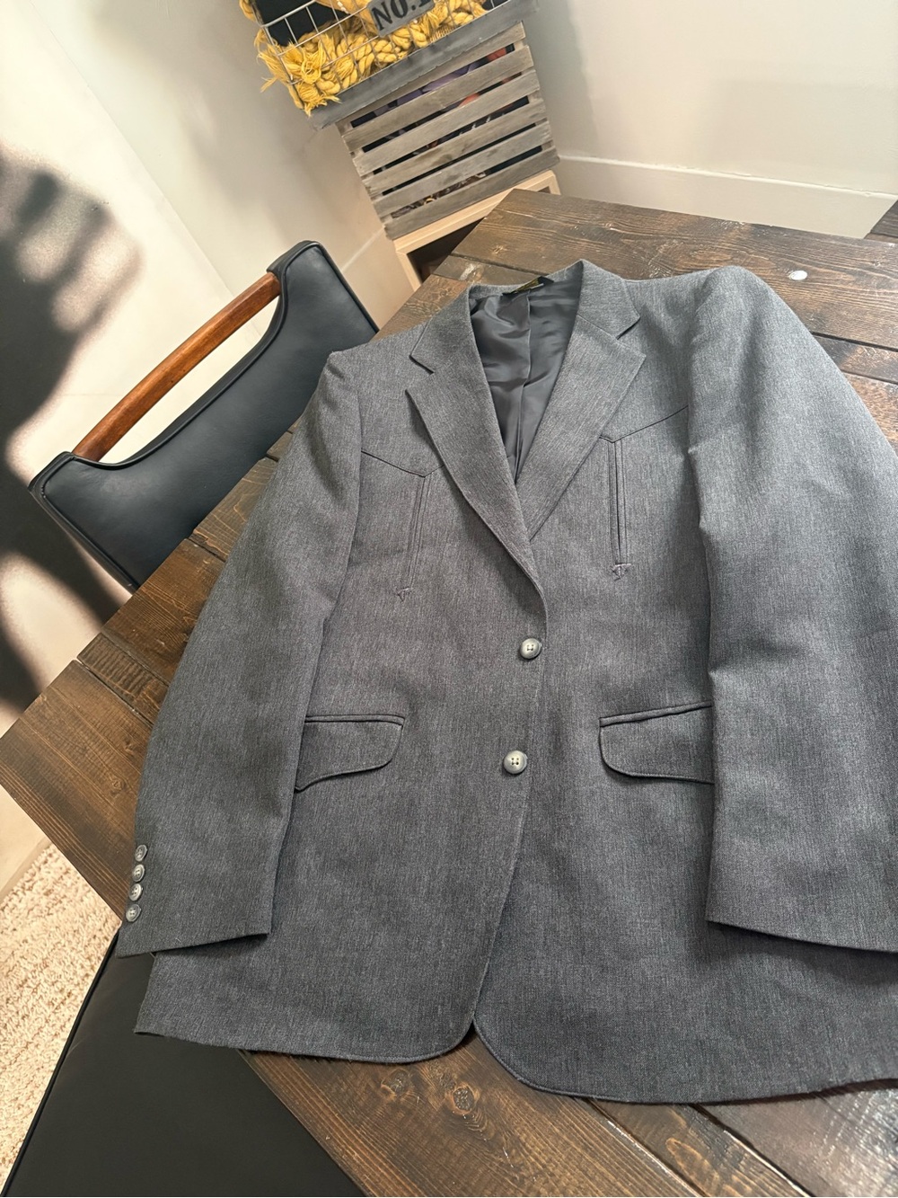 Trego’s Western wear Classic Men's Gray Blazer - Tailored Two-Button Sport Coat